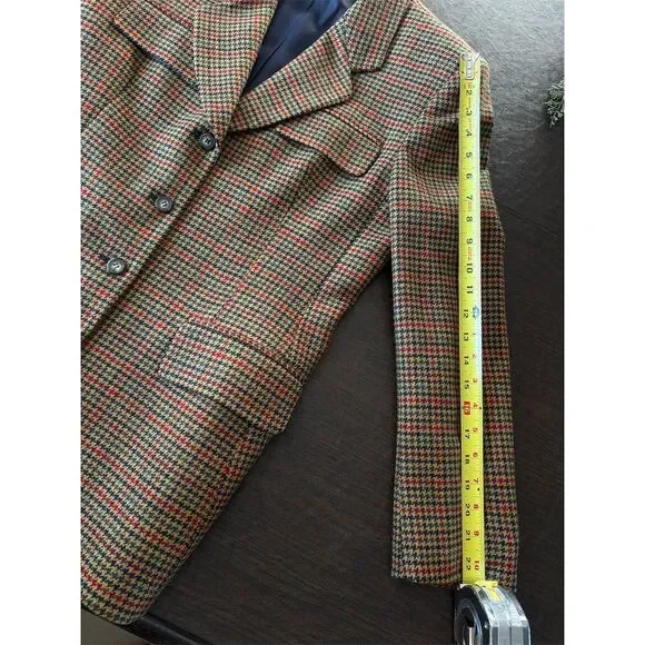 Vintage Jones New York Women's Houndstooth Wool Blazer Skirt Academia Sz12 USA